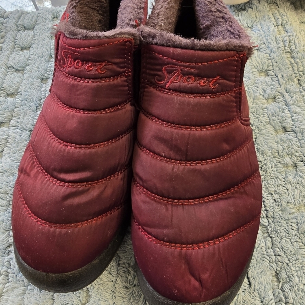 Red Quilted Slip-On Shoes